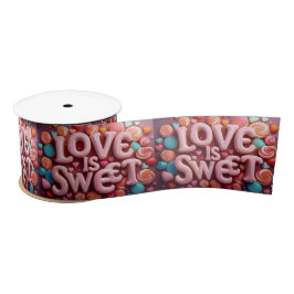 Love Is Sweet Valentine Wedding Typography Satinband