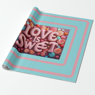 Love Is Sweet Valentinstag-Hochzeitstypografie Geschenkpapier