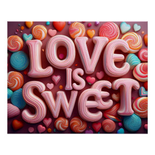 Love Is Sweet Valentinstag-Hochzeitstypografie Poster