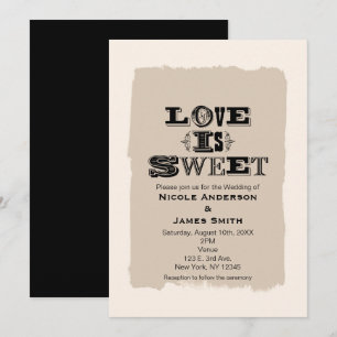 LOVE IS SWEET Vintage-Hochzeitskarten in Beige Einladung