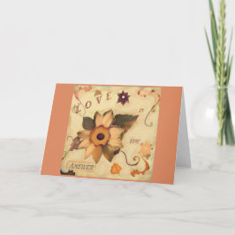 Love is the Answer Floral Art Quote Pink Karte