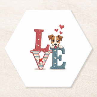 LOVE Jack Russell Terrier Dog Happy Valentines Day Untersetzer