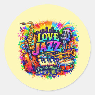 Love Jazz - Fühle die Musik Runder Aufkleber