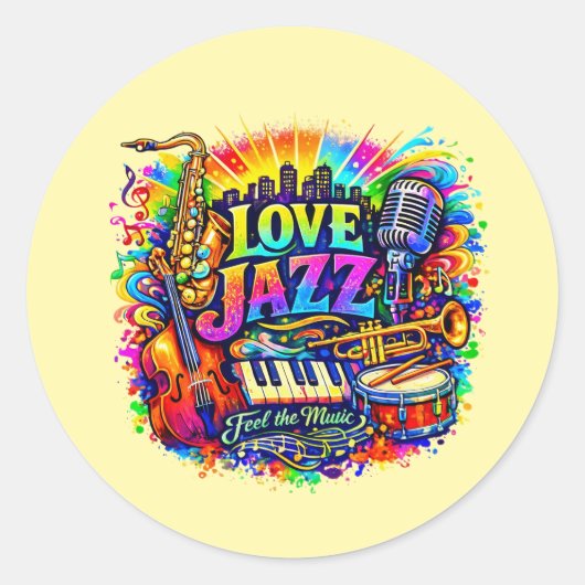 Love Jazz - Fühle die Musik Runder Aufkleber (Vorderseite)