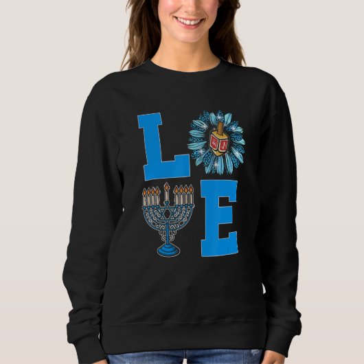 Love Jewish Daisy Hanukkah Pajamas Chanukah PJs Wo Sweatshirt (Vorderseite)