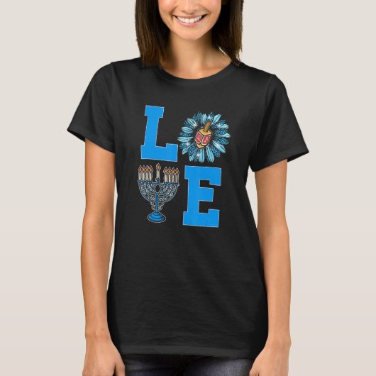Love Jewish Daisy Hanukkah Pajamas Chanukah PJs Wo T-Shirt (Vorderseite)