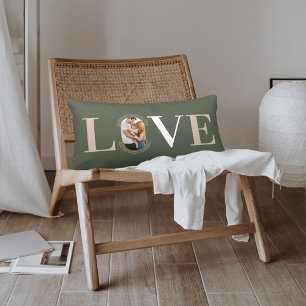 Love Joy Modern Typ Geometric Family Foto Green Lendenkissen
