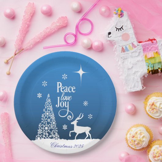 Love, Joy, Peace, Christmas - Personalize Pappteller (Party)
