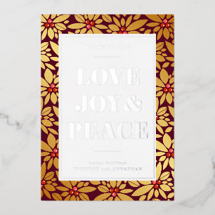LOVE JOY & PEACE   Fügen Sie Ihr Foto hinzu Folien Feiertagskarte