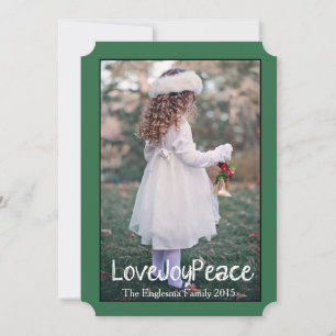 Love Joy Peace Green Holiday Greeting Feiertagskarte