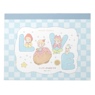 LOVE Kawaii Pastell Alphabet Illustration 💕🍓🐰 Notizblock
