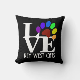 LOVE Key West Katzen (weißer Text) Kissen