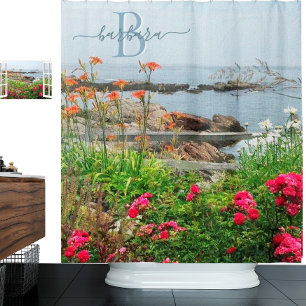 Love Landschaftlich Garden Seascape Monogram Name Duschvorhang
