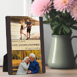 Love Laughs Happiness Couples Anniversary Photo Fotoplatte<br><div class="desc">Personalized wedding anniversary photo plaque. The design is perfect for any anniversary as the template is set up for you add the appropriate number of years. The photo template is ready for you to upload two of your favorite photos, which are displayed in landscape format. The wording is full editable...</div>