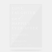 Love, Laughter & Happily Ever After Custom Wedding Acrylschild (Vorderseite)