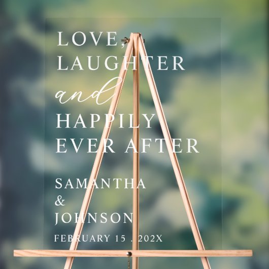 Love, Laughter & Happily Ever After Custom Wedding Acrylschild (Neutral)
