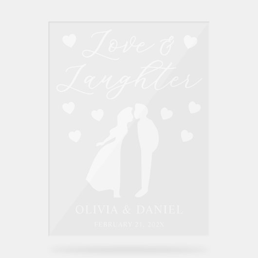 Love & Laughter Personalized Wedding Reception Acrylschild (Vorderseite)