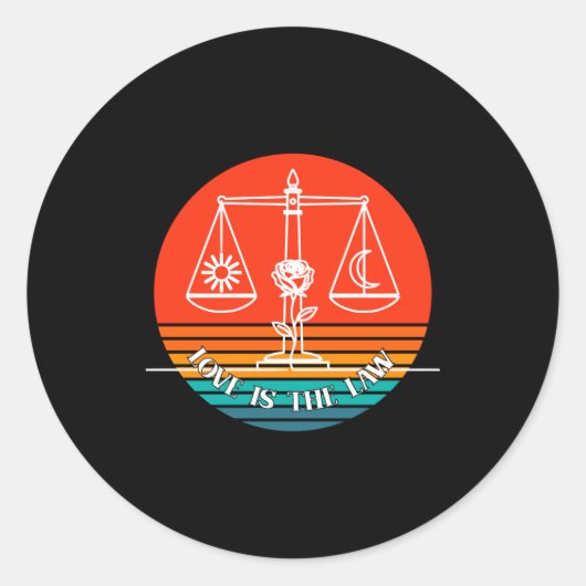 Love Law Retro Runder Aufkleber (Vorderseite)