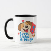 Love, Licks & Wags Happy Smiling Dog Lover Coffee Tasse (Links)