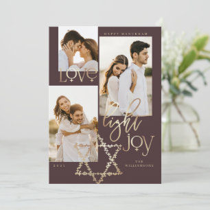 Love Light Joy Star David Hanukkah Foto Collage Feiertagskarte