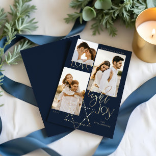 Love Light Joy Star David Hanukkah Foto Collage Feiertagskarte