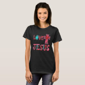 Love Like Jesus Pink Leopard Plaid Christian Valen T-Shirt (Vorne ganz)