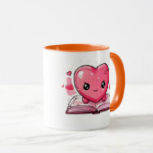 Love & Literature Mug – Cute Heart Reading Mug Tasse (VorderseiteRechts)