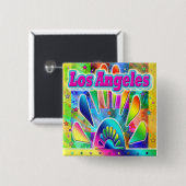 Love Los Angeles Sun & Palms Button (Vorne & Hinten)