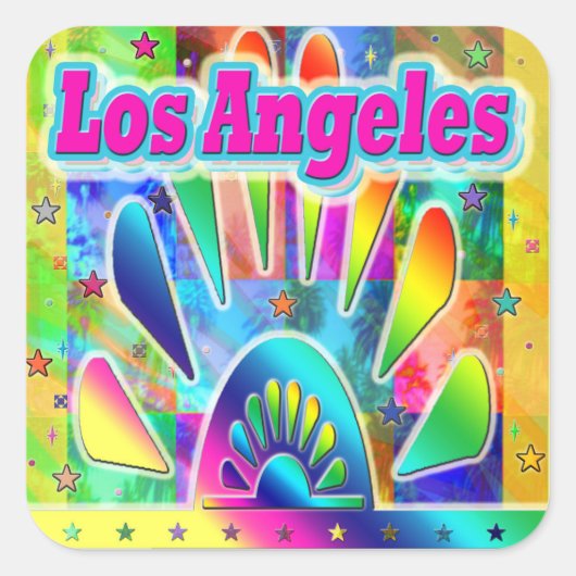 Love Los Angeles Sun & Palms Sticker (Vorderseite)
