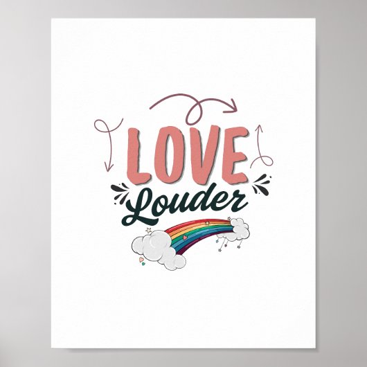 Love Louder - LGBTQ+ Rainbow Inspirational Poster (Vorne)