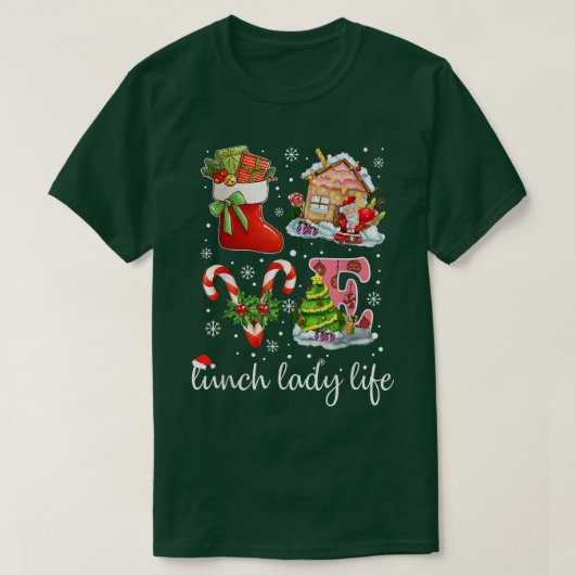Love Lunch Lady Life & Cafeteria Snowflake Christm T-Shirt (Design vorne)