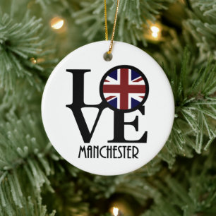 LOVE Manchester England Keramik Ornament