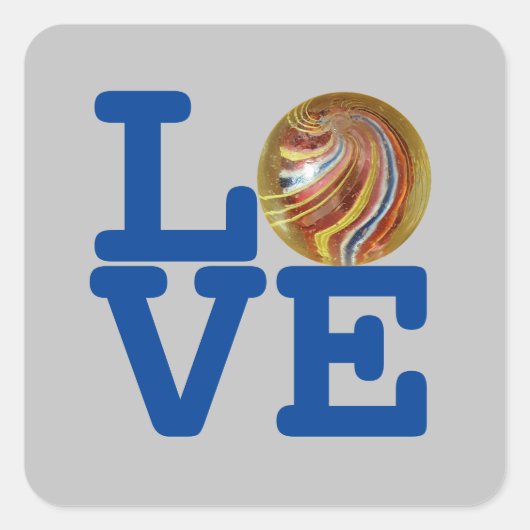 LOVE Marbles Quadratischer Aufkleber (Vorderseite)