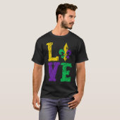 LOVE Mardi Gras Fleur De Lys Mardi Gras Parade New T-Shirt (Vorne ganz)