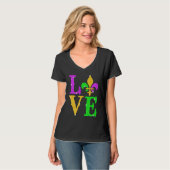 LOVE Mardi Gras Fleur De Lys New Orleans Carnival T-Shirt (Vorderseite Vollansicht)