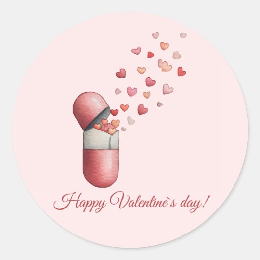 Love Medicine Valentine's Day Design Runder Aufkleber (Vorderseite)