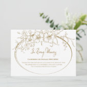 Love Memory Elegant Floral Gold Vielen Dank Einladung (Stehend Vorderseite)