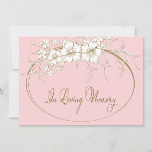 Love Memory Elegantes florales Gold-Gedenkmal Einladung