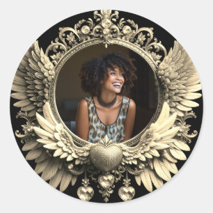 Love Memory Foto Memorial Diamond Look Runder Aufkleber