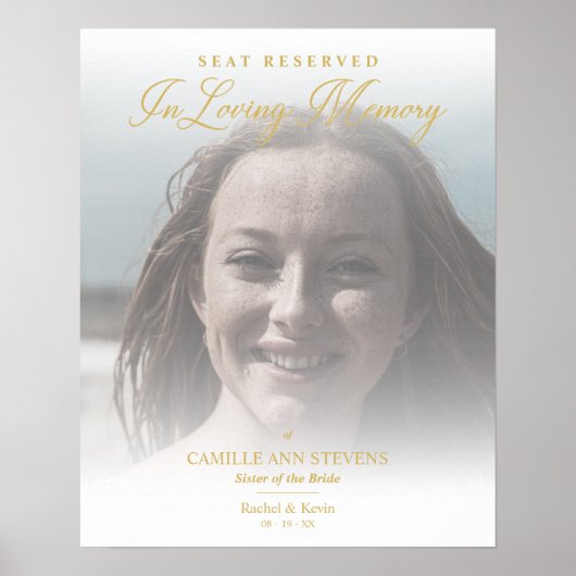 Love Memory Gold Hochzeitsreservierung Sitzplatz L Poster (Vorne)