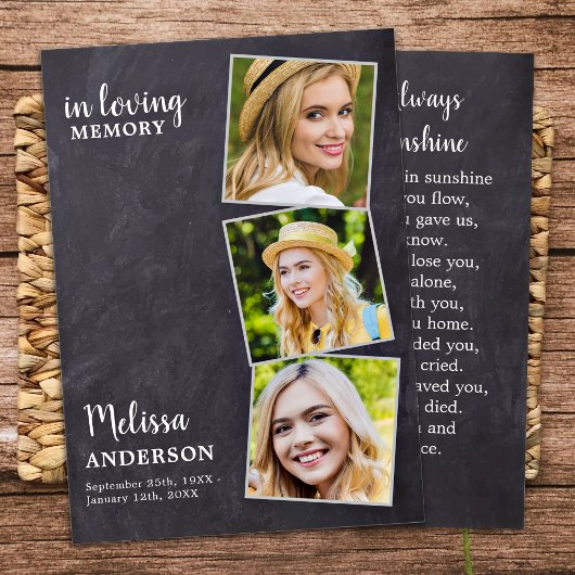 Love Memory Memorial Beerdigung Belegekarte 3 Foto Telefonnummerkarte