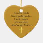 Love Memory Memorial Heiliges Kreuz Keramikornament (Hinten)