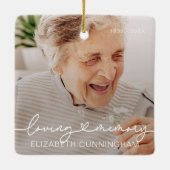 Love Memory Moderne Elegantes Herz Foto Gedenkstät Keramikornament (Rückseite)