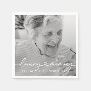 Love Memory Moderne Elegantes Herz Foto Gedenkstät Serviette