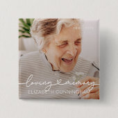 Love Memory Modernes Elegantes Herz-Foto Button (Vorderseite)