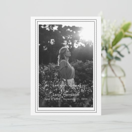 Love Memory Script Gerahmt Foto Beerdigung Program Einladung (Stehend Vorderseite)