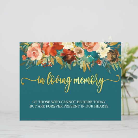 Love Memory Sign - Aquamarin & orange Hochzeit (Stehend Vorderseite)