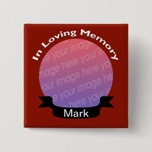 Love Memory Square Foto Button Red (Vorderseite)