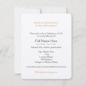 Love Memory Vintage Rose 3 Beerdigung Ankündigung (Rückseite)