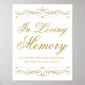 Love Memory Wedding Sign Gold Swirl Kalligraphie Poster (Vorne)